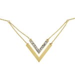 Collier - brillaxis - collier brillaxis double v - or 9 carats - 45 cm - paillet dor