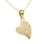 Collier c?ur femme plaqu� or 18k et zirconium brillant pendentif 17mm cha�ne 42cm bijou poin�onn� cadeau ...