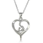 Collier - maman - m�re et enfant - plaqu� platine - cristal autrichien - 43 + 7cm