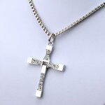 Collier chaîne alliage cristal pour homme avec pendentif croix - argent - 60cm Collier chaîne alliage cristal pour homme avec pendentif croix - argent - 60cm