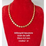 Collier chane bijou gros maillon grain caf acier inoxydable dor or 65 mm