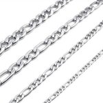 Collier chaine homme ou femme en acier maille figaro couleur argent (2mm)