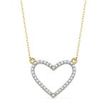 Collier chaîne en or 18 carats bicolor avec pendentif coeur et zirconites - femme Collier chaîne en or 18 carats bicolor avec pendentif coeur et zirconites - femme