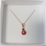 Collier - enfant - chane et pendentif - coccinelle - mail - rouge - or jaune gf 750 * - 45 cm