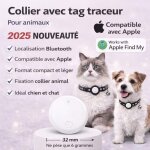 Collier chat ou chien avec tag bluetooth blanc ? compatible apple localiser ? sans abonnement ? iphone ...
