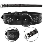 Collier pour chien en cuir clouté noir - dino - 40mm / 67cm - pour chien de taille moyenne à grande Collier pour chien en cuir clouté noir - dino - 40mm / 67cm - pour chien de taille moyenne à grande