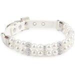 Collier pour chien en cuir synthtique avec perles artificielles et strass pour petits chiens m : 15 ...