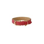 Collier pour chien en cuir vegan kentucky - rouge / beige - 48 / 58 cm