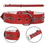 Collier pour chien - dino - rouge - cuir naturel - 40mm de large - 67cm de long Collier pour chien - dino - rouge - cuir naturel - 40mm de large - 67cm de long