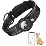 Collier chien rembourr pour airtag - aqsacokiya - m - noir - rflchissant - intgr