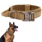 Collier de chien - tactique - militaire - rglable - nylon rembourr - taille l - marron