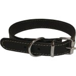 Collier pour chien moyen en cuir vache souple r�glable noir - tour de cou 34 - 40 cm