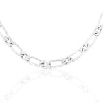 Collier cleor en argent 925 / 1000 blanc - 45 cm - maille alterne - homme