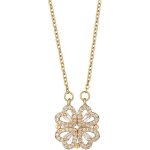 Collier femme trfle  quatre feuilles pendentif coeur bijoux plaqu or acier inoxydable