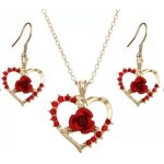 Collier coeur et rose rouge parure bijoux coeur parure bijoux rose rouge collier amour
