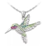 Collier colibri sur cristaux swarovski collier oiseau figurine colibri collier fee