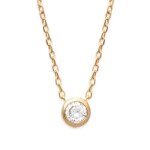 Collier solitaire - bijouxia - ras - de - cou - oxyde de zirconium - plaqu� or 18 carats - 40 cm