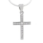 Collier croix femme argent 925 21 45 zircons cm de chane yd08k