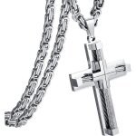 Collier croix pour homme collier en acier inoxydable avec argent collier pendentif j�sus - christ cha�ne ...