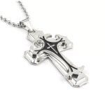 Collier croix homme argent & noir collier bapteme bijoux bapteme bijoux croix collier religion