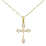 Collier - croix or jaune - chaine dore offerte - femme ou enfant