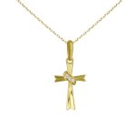 Collier - croix or jaune - chaine dore offerte - femme ou enfant