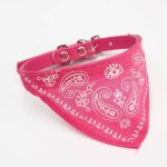 Collier cuir pu avec bandana rose pour chien ou chat rglable taille m