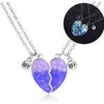 Collier damiti bff pour 2 filles - magntique - pendentif en forme de c?ur - lumineux et brillant - ...