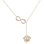 Collier - doré - pendentif infini - fleur de lotus - 44 cm - plaqué or Collier - doré - pendentif infini - fleur de lotus - 44 cm - plaqué or