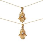 Collier - enfant - chaîne et pendentif - main de fatma - cristal - blanc - plaqué or jaune 750 / 1000 ... Collier - enfant - chaîne et pendentif - main de fatma - cristal - blanc - plaqué or jaune 750 / 1000 ...