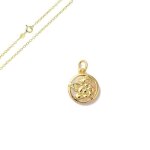 Collier - enfant - m�daille - 12 mm - ange - bapt�me - nacre - blanc - plaqu� or jaune 585 / 1000 - 45 ...
