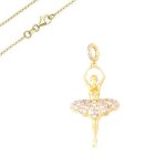 Collier - enfant / femme - chaîne forçat - pendentif - danseuse - cristal - blanc - plaqué or jaune 750 ... Collier - enfant / femme - chaîne forçat - pendentif - danseuse - cristal - blanc - plaqué or jaune 750 ...