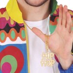 Collier fantaisie hip hop annes 90 chaine 75cm or - accessoire de dguisement bijou fantaisie