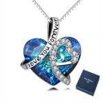 Collier femme - argent sterling s925 avec cristal blue - collier coeur femme - cadeau pour femmesaint ...