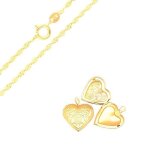 Collier - femme - cha�ne et pendentif - coeur - porte photo - plaqu� or jaune 750 / 1000 - 45 cm - motif ...