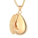 Collier - femme - pendentif - bola de grossesse - goutte - aile dange - acier - inoxydable - dor - 80 ...