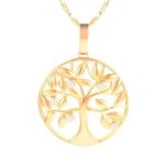 Collier - femme - chane et pendentif - rond - arbre de vie - plaqu or jaune 750 / 1000 - 3 microns ...