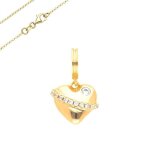 Collier - femme - chane et pendentif - coeur - cristal - blanc - plaqu or jaune 750 / 1000 - 3 microns ...