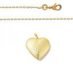 Collier - femme - chane et pendentif - coeur - porte photo - plaqu or jaune 585 / 1000 - 14 carats ...