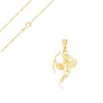Collier - femme - pendentif - ange - cupidon - plaqu� or jaune 750 / 1000 - 3 microns - 45 cm - singapour ...