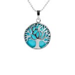 Collier - femme - arbre de vie - chaîne et pendentif - pierre naturelle - turquoise - argent fin rhodié ... Collier - femme - arbre de vie - chaîne et pendentif - pierre naturelle - turquoise - argent fin rhodié ...