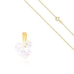 Collier - femme - chaîne et pendentif - coeur - cristal - blanc - plaqué or jaune 750 / 1000 - 3 microns ... Collier - femme - chaîne et pendentif - coeur - cristal - blanc - plaqué or jaune 750 / 1000 - 3 microns ...