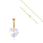 Collier - femme - pendentif - coeur - cristal - swarovski - blanc - plaqu� or jaune 750 / 1000 - 3 microns ...