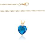 Collier - femme - chane et pendentif - coeur - cristal - turquoise - plaqu or jaune 750 / 1000 - 3 ...