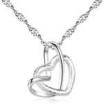Collier - femme - chaîne et pendentif - coeur - double - entrelacé - argent fin 925 / 1000 - 45 cm Collier - femme - chaîne et pendentif - coeur - double - entrelacé - argent fin 925 / 1000 - 45 cm