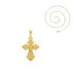 Collier - femme - chaîne et pendentif - croix - christ - plaqué or jaune 585 / 1000 - 14 carats - 45 ... Collier - femme - chaîne et pendentif - croix - christ - plaqué or jaune 585 / 1000 - 14 carats - 45 ...