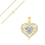 Collier - femme - chane et pendentif - coeur - arbre de vie - cristal - blanc - plaqu or jaune 750 ...