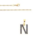 Collier - femme - chaîne et pendentif - lettre n - initiale - prénom - cristal - bleu - plaqué or jaune ... Collier - femme - chaîne et pendentif - lettre n - initiale - prénom - cristal - bleu - plaqué or jaune ...
