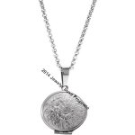 Collier - femme - chaîne et pendentif - médaillon - porte photo - rond - argent fin - rhodié - 45 cm Collier - femme - chaîne et pendentif - médaillon - porte photo - rond - argent fin - rhodié - 45 cm