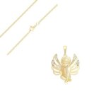 Collier - femme - chaîne singapour - pendentif - ange - ailé - cristal - blanc - plaqué or jaune 750 ... Collier - femme - chaîne singapour - pendentif - ange - ailé - cristal - blanc - plaqué or jaune 750 ...